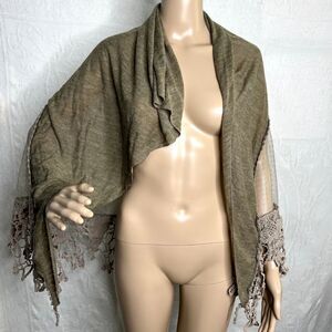 Brown Wool Lace Shawl Wrap